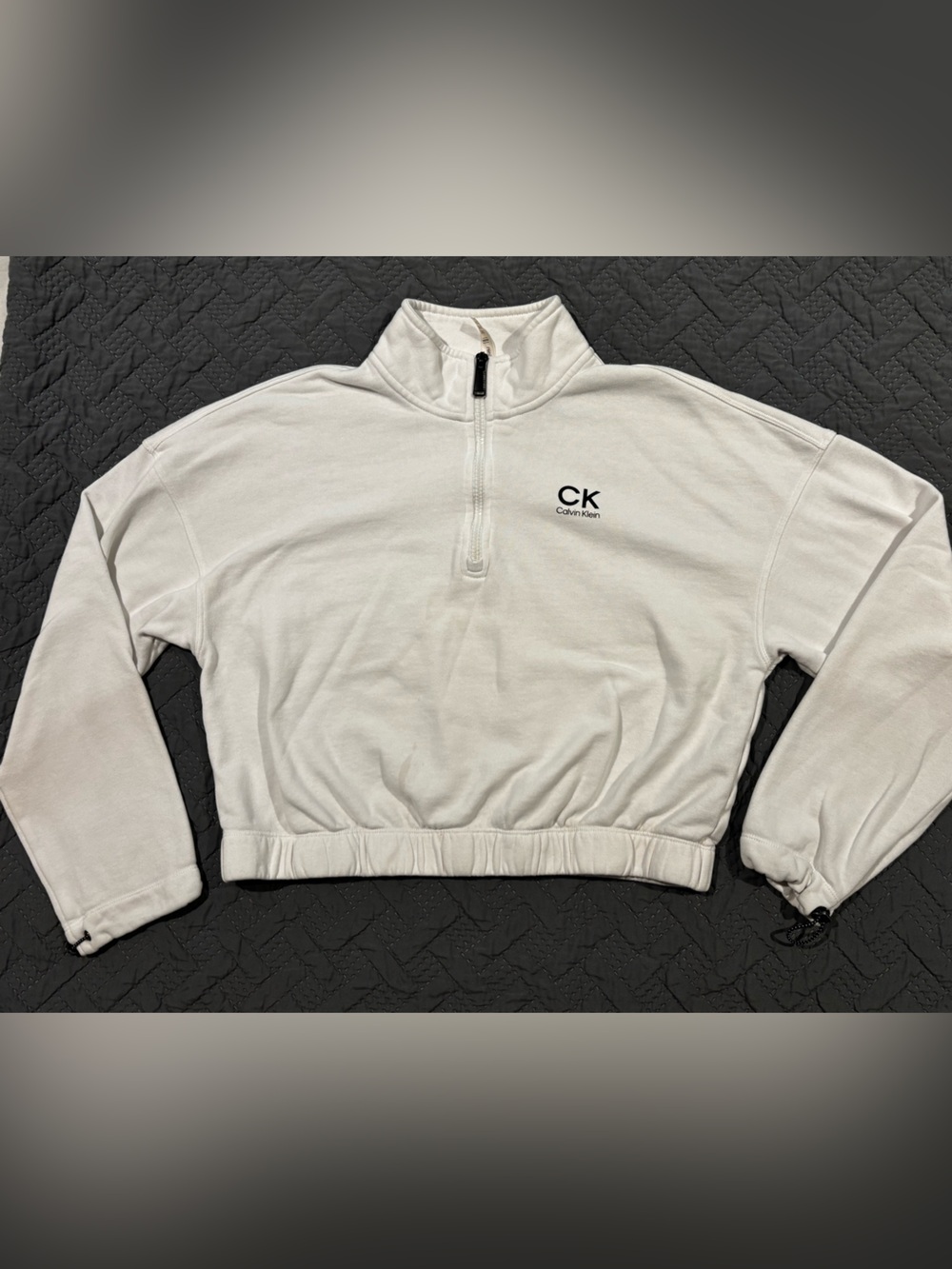 Calvin Klein White Half-Zip Pullover Sweatshirt